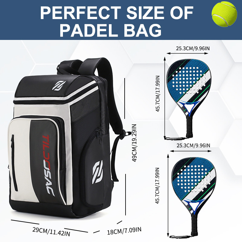 Table Tennis Kit Bag - Unisex Padel Racquet Backpack Shoe Compartment